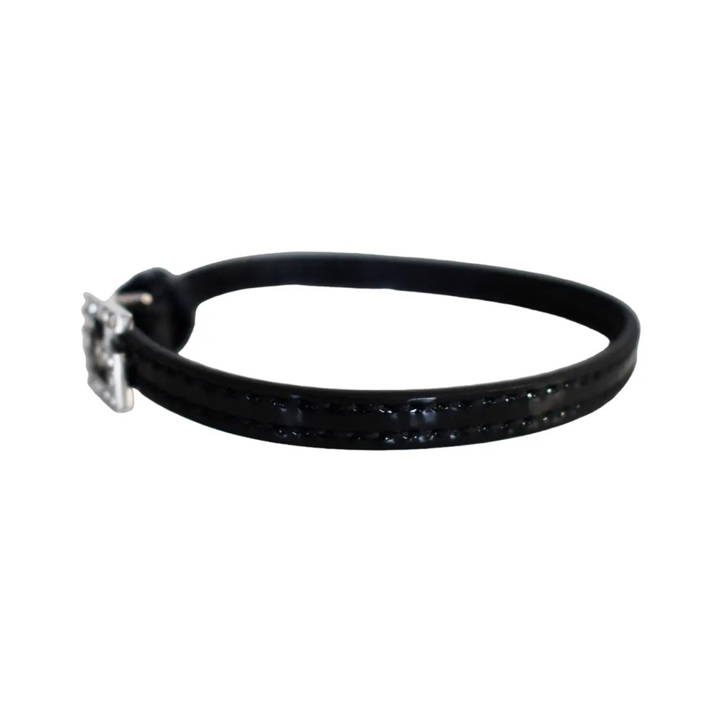 🆕️ GUCCI Black PATENT LEATHER Bracelet with CRYSTAL SQUARE G Buckle Size M🌟🖤 - Picture 11 of 13